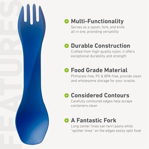 humangear GoBites Uno | Travel & Camping Utensils | Portable & Convertible Dining Ware | Multi-Functional Spork, Titanium in Kuwait