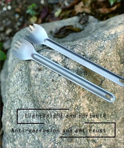 أدوات مائدة محمولة خفيفة للغاية للاستخدام الخارجي، ملعقة شوكة بمقبض طويل من التيتانيوم، ملعقة قهوة، ملعقة تخييم، تستخدم للتخييم، التنزه سيرًا على الأقدام، النزهة والاستخدام اليومي (طول 22 سم) in Kuwait
