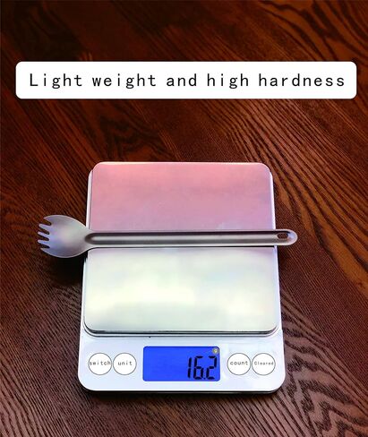 أدوات مائدة محمولة خفيفة للغاية للاستخدام الخارجي، ملعقة شوكة بمقبض طويل من التيتانيوم، ملعقة قهوة، ملعقة تخييم، تستخدم للتخييم، التنزه سيرًا على الأقدام، النزهة والاستخدام اليومي (طول 22 سم) in Kuwait