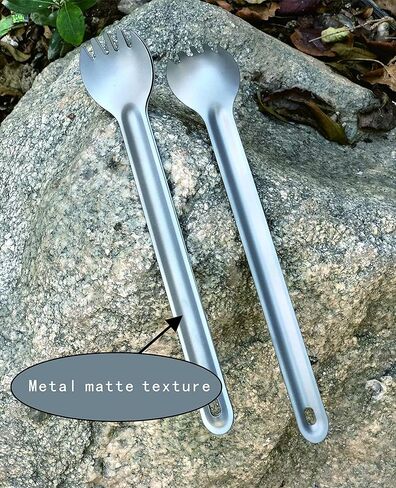 أدوات مائدة محمولة خفيفة للغاية للاستخدام الخارجي، ملعقة شوكة بمقبض طويل من التيتانيوم، ملعقة قهوة، ملعقة تخييم، تستخدم للتخييم، التنزه سيرًا على الأقدام، النزهة والاستخدام اليومي (طول 22 سم) in Kuwait