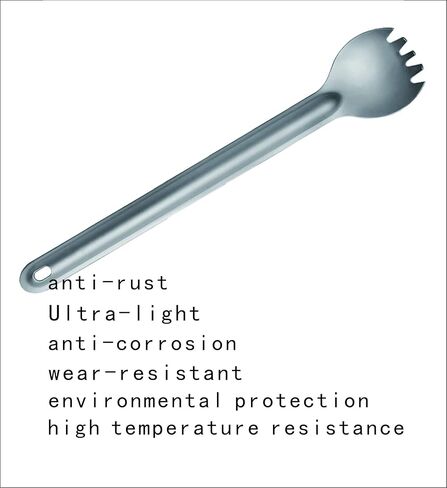 أدوات مائدة محمولة خفيفة للغاية للاستخدام الخارجي، ملعقة شوكة بمقبض طويل من التيتانيوم، ملعقة قهوة، ملعقة تخييم، تستخدم للتخييم، التنزه سيرًا على الأقدام، النزهة والاستخدام اليومي (طول 22 سم) in Kuwait
