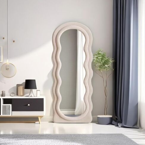 WAVYDECOR - مرآة متموجة بطول كامل 63 بوصة × 24 بوصة - مرآة مموجة كاملة الطول - مرآة أرضية متموجة لغرفة النوم - مرآة متموجة بطول كامل غير منتظمة - مرآة متموجة بطول الجسم بالكامل in Kuwait