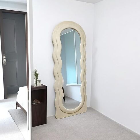 WAVYDECOR - مرآة متموجة بطول كامل 63 بوصة × 24 بوصة - مرآة مموجة كاملة الطول - مرآة أرضية متموجة لغرفة النوم - مرآة متموجة بطول كامل غير منتظمة - مرآة متموجة بطول الجسم بالكامل in Kuwait