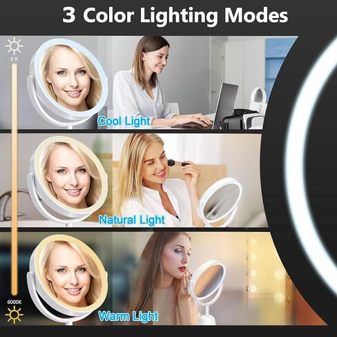 New 20X Magnifying Mirror with Light, Light Up Mirror with 74 Premium LED Beads, Dimmable, Rechargeable Vanity Mirror with Lights,8.5" Lighted Makeup Mirror with Magnification, 3 Light Colors in Kuwait