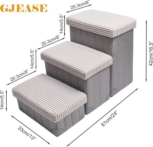 GJEASE Foldable Pet Dog Step Stairs,Dog Steps for High Bed and Couch,Portable Stairs for Pets,Pet Storage Stepper for a Puppy, Small or Medium Pet,Can Hold up to 150lbs in Kuwait