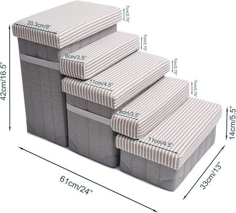 GJEASE Foldable Pet Dog Step Stairs,Dog Steps for High Bed and Couch,Portable Stairs for Pets,Pet Storage Stepper for a Puppy, Small or Medium Pet,Can Hold up to 150lbs in Kuwait