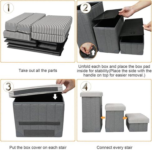 GJEASE Foldable Pet Dog Step Stairs,Dog Steps for High Bed and Couch,Portable Stairs for Pets,Pet Storage Stepper for a Puppy, Small or Medium Pet,Can Hold up to 150lbs in Kuwait