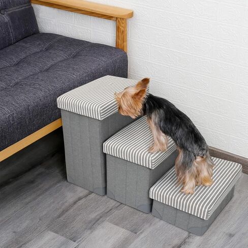 GJEASE Foldable Pet Dog Step Stairs,Dog Steps for High Bed and Couch,Portable Stairs for Pets,Pet Storage Stepper for a Puppy, Small or Medium Pet,Can Hold up to 150lbs in Kuwait