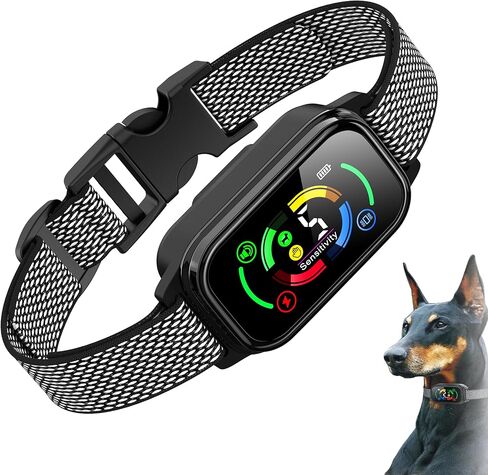 yueyuejia النباح طوق سلالة كبيرة، طوق النباح الكلب للكلاب الكبيرة، طوق النباح التلقائي للكلاب المتوسطة، الياقات الذكية المضادة للنباح للكلاب، قابلة للشحن لا الياقات النباح للكلاب، 4 وضع التدريب النباح in Kuwait
