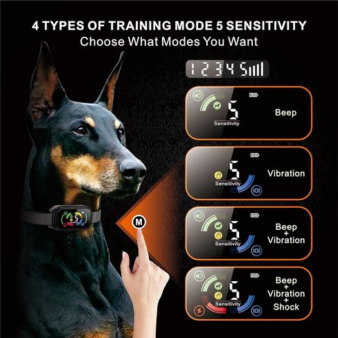 yueyuejia النباح طوق سلالة كبيرة، طوق النباح الكلب للكلاب الكبيرة، طوق النباح التلقائي للكلاب المتوسطة، الياقات الذكية المضادة للنباح للكلاب، قابلة للشحن لا الياقات النباح للكلاب، 4 وضع التدريب النباح in Kuwait