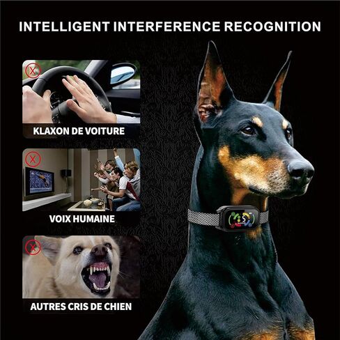 yueyuejia النباح طوق سلالة كبيرة، طوق النباح الكلب للكلاب الكبيرة، طوق النباح التلقائي للكلاب المتوسطة، الياقات الذكية المضادة للنباح للكلاب، قابلة للشحن لا الياقات النباح للكلاب، 4 وضع التدريب النباح in Kuwait