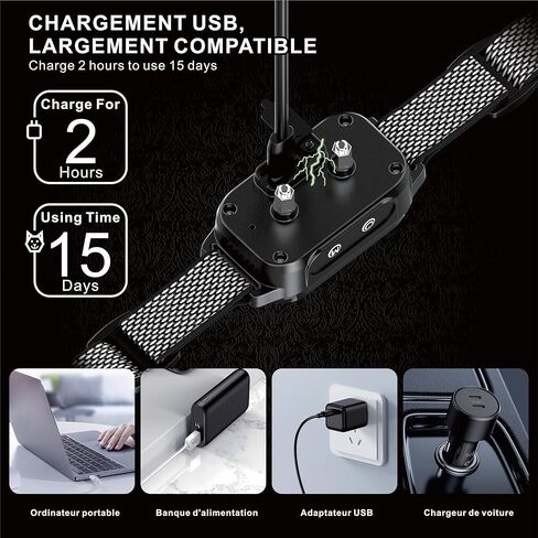 yueyuejia النباح طوق سلالة كبيرة، طوق النباح الكلب للكلاب الكبيرة، طوق النباح التلقائي للكلاب المتوسطة، الياقات الذكية المضادة للنباح للكلاب، قابلة للشحن لا الياقات النباح للكلاب، 4 وضع التدريب النباح in Kuwait