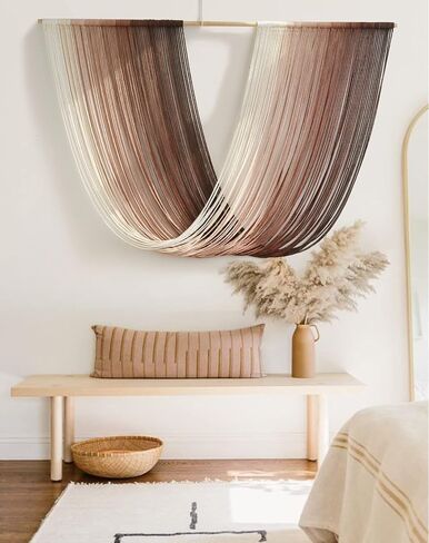 Flber Macrame الجدار شنقا على نطاق واسع التعادل صبغ البوهيمي الغزل نسيج المنزل غرفة جدار ديكور 59 "Wx 35" L in Saudi Arabia