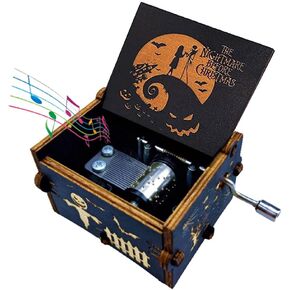 صندوق موسيقى Toiween خشبي، صندوق موسيقي منقوش يدويًا، أفضل الهدايا الفريدة لعيد الميلاد وعيد الشكر والكريسماس in Kuwait