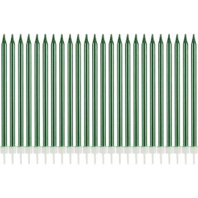 شموع معدنية لعيد الميلاد السعيد، شموع كعكة عيد الميلاد الطويلة، حاملات شموع كب كيك طويلة ورقيقة لتزيين حفلات الزفاف (24 قطعة) (أخضر) in Kuwait