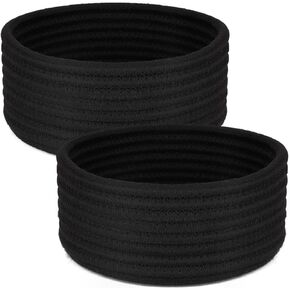 Hispqser Small Woven Baskets, Mini Basket for Storage Cotton Rope Baskets Set of 2 Little Decorative Cute Basket for Keys Desk Dog Cat Toy Kids Baby Mother's Day Gifts 7.48X7.48X3.54 inch (Orange) in Kuwait