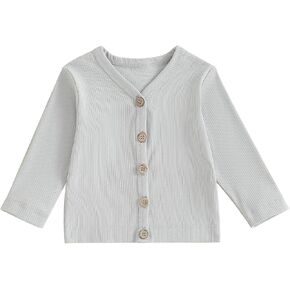 Baby Boy Girls Knit Cardigan Long Sleeve Round Neck Solid Color Button Down Sweater Infant Fall Winter Clothes