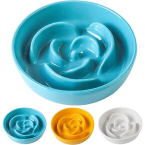 LETAOTAO Slow Feeder Dog Bowls, 1.5 Cup Puppy Slow Eating Bowl, Dog Slow Food Feeding Pet Bowl Ceramic Dog Dishes to Slow Down Eating for Small to Medium Sized Dog, Preventing Choking Healthy (White)