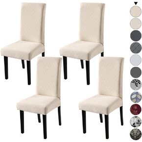 YISUN Stretch Dining Chair Covers, Removable Washable Anti-Dust Dining Chair Protector Cover Seat Slipcovers for Home, Kitchen, Hotel, Dining Room, Restaurant, Party (Beige Light, 6 PCS)