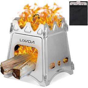Lixada Camping Wood Stove Folding Lightweight Stainless Steel Wood Burning Stoves Portable Backpacking Stove for Outdoor Camping Hiking Backpacking Picnic Hunting BBQ