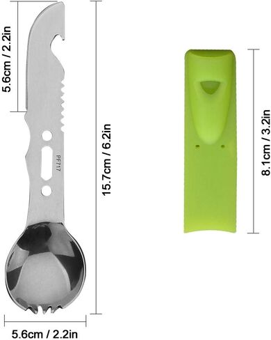 MeiNvShe Camping Spork Multi-Function Fork Spoon 5 in 1 Stainless Steel Spork ，Outdoor Camping Picnic and BBQ Portable Cutlery Open Can and Bottle Opener； (StyleB Black 7 in 1 2PCS) in Kuwait