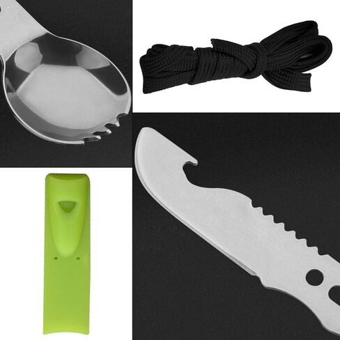 MeiNvShe Camping Spork Multi-Function Fork Spoon 5 in 1 Stainless Steel Spork ，Outdoor Camping Picnic and BBQ Portable Cutlery Open Can and Bottle Opener； (StyleB Black 7 in 1 2PCS) in Kuwait