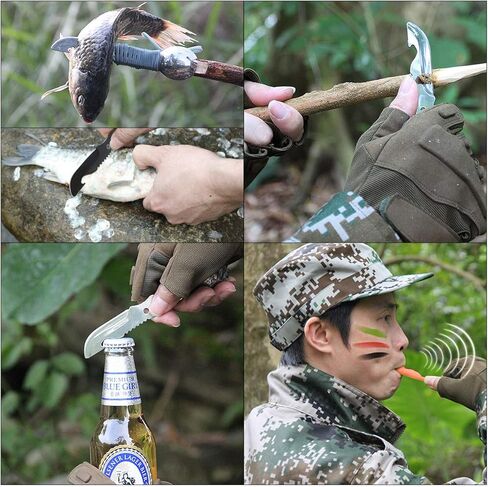 MeiNvShe Camping Spork Multi-Function Fork Spoon 5 in 1 Stainless Steel Spork ，Outdoor Camping Picnic and BBQ Portable Cutlery Open Can and Bottle Opener； (StyleB Black 7 in 1 2PCS) in Kuwait