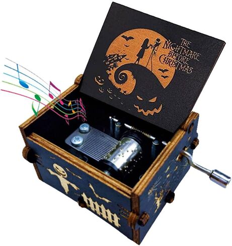 صندوق موسيقى Toiween خشبي، صندوق موسيقي منقوش يدويًا، أفضل الهدايا الفريدة لعيد الميلاد وعيد الشكر والكريسماس in Kuwait