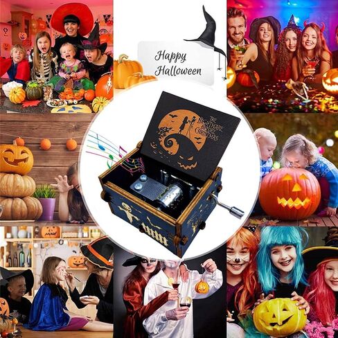 صندوق موسيقى Toiween خشبي، صندوق موسيقي منقوش يدويًا، أفضل الهدايا الفريدة لعيد الميلاد وعيد الشكر والكريسماس in Kuwait