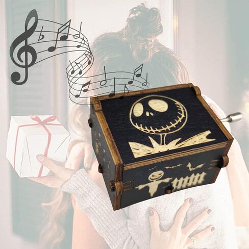 صندوق موسيقى Toiween خشبي، صندوق موسيقي منقوش يدويًا، أفضل الهدايا الفريدة لعيد الميلاد وعيد الشكر والكريسماس in Kuwait