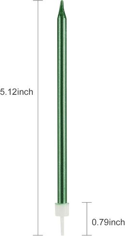 شموع معدنية لعيد الميلاد السعيد، شموع كعكة عيد الميلاد الطويلة، حاملات شموع كب كيك طويلة ورقيقة لتزيين حفلات الزفاف (24 قطعة) (أخضر) in Kuwait