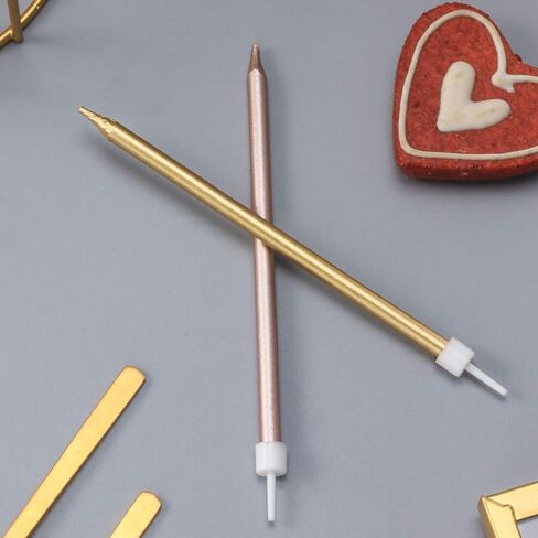 شموع معدنية لعيد الميلاد السعيد، شموع كعكة عيد الميلاد الطويلة، حاملات شموع كب كيك طويلة ورقيقة لتزيين حفلات الزفاف (24 قطعة) (أخضر) in Kuwait