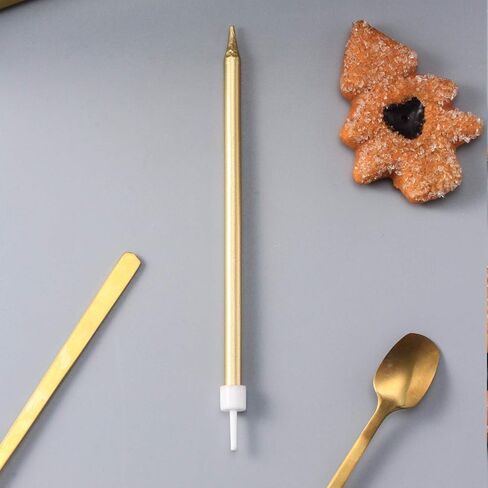 شموع معدنية لعيد الميلاد السعيد، شموع كعكة عيد الميلاد الطويلة، حاملات شموع كب كيك طويلة ورقيقة لتزيين حفلات الزفاف (24 قطعة) (أخضر) in Kuwait