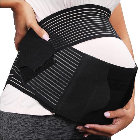 Comfy Mom Maternity Back Brace Elite - Belly Band Relief From Back Pain - Belly Bands For Pregnant Women - Maternity Support Belt - Pregnancy Must Haves, (Large, Onyx) in Saudi Arabia