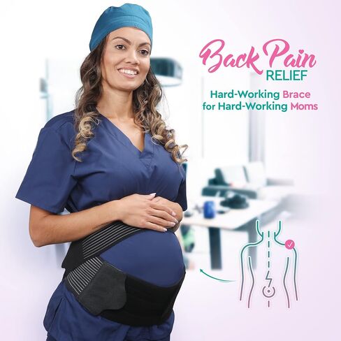 Comfy Mom Maternity Back Brace Elite - Belly Band Relief From Back Pain - Belly Bands For Pregnant Women - Maternity Support Belt - Pregnancy Must Haves, (Large, Onyx) in Saudi Arabia