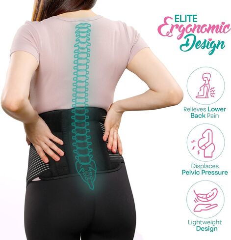 Comfy Mom Maternity Back Brace Elite - Belly Band Relief From Back Pain - Belly Bands For Pregnant Women - Maternity Support Belt - Pregnancy Must Haves, (Large, Onyx) in Saudi Arabia