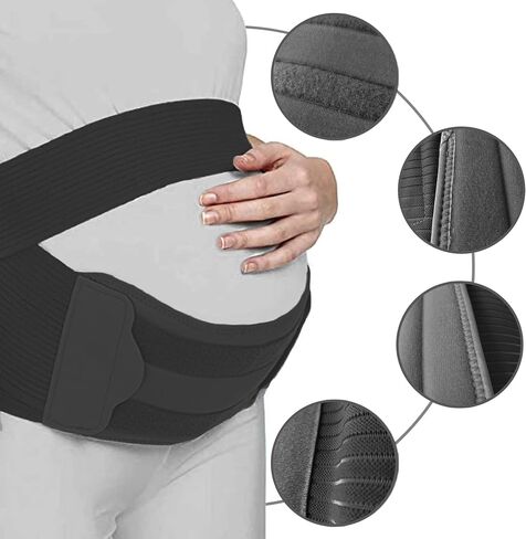 Comfy Mom Maternity Back Brace Elite - Belly Band Relief From Back Pain - Belly Bands For Pregnant Women - Maternity Support Belt - Pregnancy Must Haves, (Large, Onyx) in Saudi Arabia
