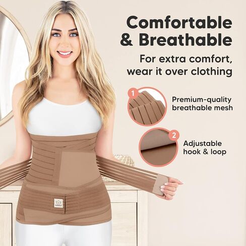 KeaBabies 3-in-1 Postpartum Belly Band, Post Partum Recovery and Organic Bamboo Viscose Nursing Pads - Postpartum Belly Wrap Shapewear Belt - 14 Washable Breastfeeding Pads in Saudi Arabia