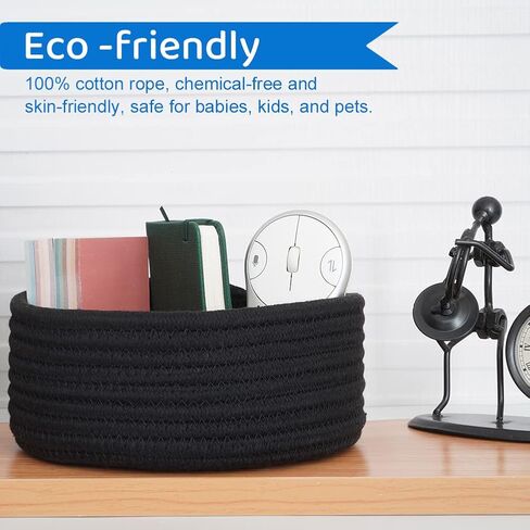 Hispqser Small Woven Baskets, Mini Basket for Storage Cotton Rope Baskets Set of 2 Little Decorative Cute Basket for Keys Desk Dog Cat Toy Kids Baby Mother's Day Gifts 7.48X7.48X3.54 inch (Orange) in Kuwait