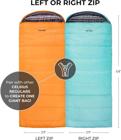 TETON Sports Celsius Regular Sleeping Bags, All Weather Bags for Adults and Kids Camping Made Easy and Warm Compression Sack Included in Kuwait