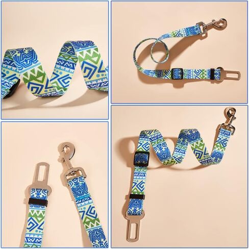 LASOCUHOO Dog Seat Belt, Adjustable Dog Seatbelt for Car, Nylon Fabric Pet Safety Printed Seat Belt Car Harness for Dogs in Kuwait