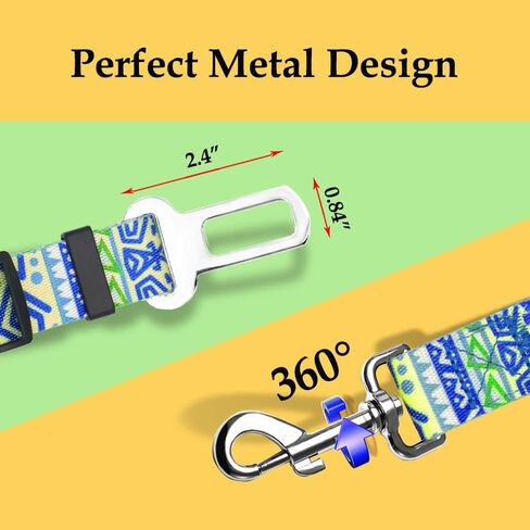 LASOCUHOO Dog Seat Belt, Adjustable Dog Seatbelt for Car, Nylon Fabric Pet Safety Printed Seat Belt Car Harness for Dogs in Kuwait