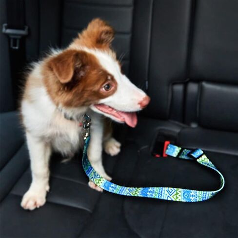 LASOCUHOO Dog Seat Belt, Adjustable Dog Seatbelt for Car, Nylon Fabric Pet Safety Printed Seat Belt Car Harness for Dogs in Kuwait