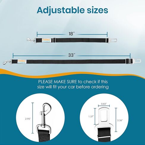 PAWBEE Dog Seat Belt for Car - 2 Pack Dog Car Harness - Adjustable Dog Seatbelt Harness - Durable Nylon Dog Seat Belt Harness - Dog Car Seat Belt with Stainless Hook & Clip - Safety Seat Belt for Dogs in Kuwait