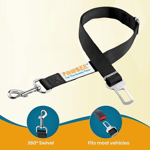PAWBEE Dog Seat Belt for Car - 2 Pack Dog Car Harness - Adjustable Dog Seatbelt Harness - Durable Nylon Dog Seat Belt Harness - Dog Car Seat Belt with Stainless Hook & Clip - Safety Seat Belt for Dogs in Kuwait