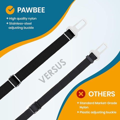 PAWBEE Dog Seat Belt for Car - 2 Pack Dog Car Harness - Adjustable Dog Seatbelt Harness - Durable Nylon Dog Seat Belt Harness - Dog Car Seat Belt with Stainless Hook & Clip - Safety Seat Belt for Dogs in Kuwait