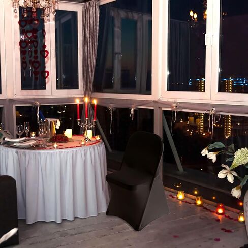 24 قطعة من غطاء كرسي قابل للطي مصنوع من الألياف اللدنة باللون الأسود لحفلات الزفاف والولائم in Kuwait