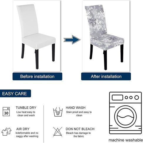 Muuyi Christmas Chair Covers, Stretch Chairs Slipcovers, Washable Protector Cover Seat Slipcover for Dining Room Ceremony Hotel, ChrismasBell - 2Pack in Kuwait