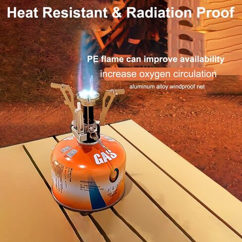 موقد التخييم مواقد الظهر المحمولة - موقد التخييم على الظهر مع إشعال بيزو دعم ثابت مقاومة الرياح موقد غاز معدات الظهر للتخييم والمشي لمسافات طويلة والطهي في الهواء الطلق in Kuwait