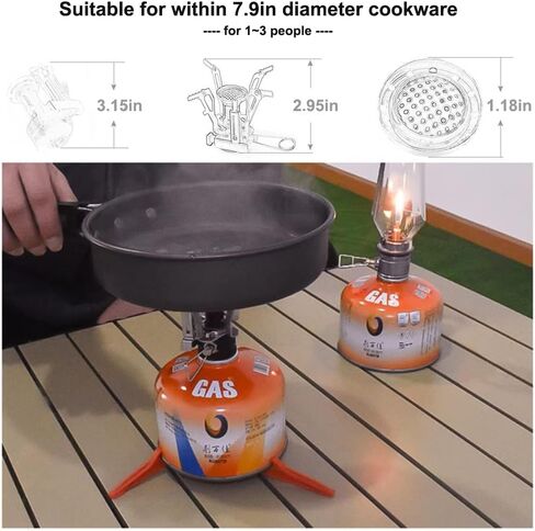 موقد التخييم مواقد الظهر المحمولة - موقد التخييم على الظهر مع إشعال بيزو دعم ثابت مقاومة الرياح موقد غاز معدات الظهر للتخييم والمشي لمسافات طويلة والطهي في الهواء الطلق in Kuwait